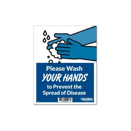 The Magnet Group GEC, Wash Hands to Prevent Disease Sign, 8W x 10H, Wall Adhesive CP005823